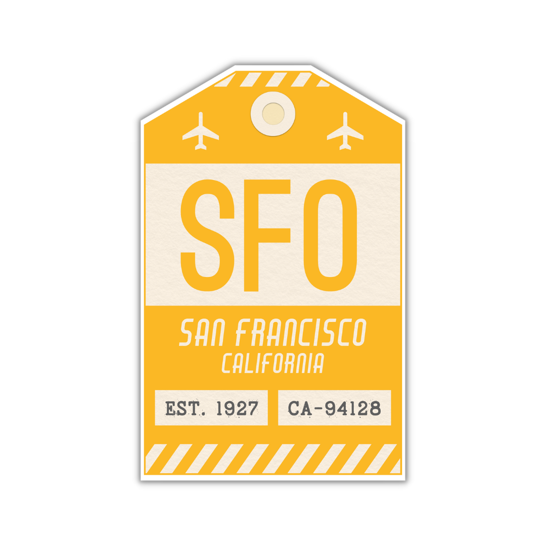 SFO Vintage Luggage Tag Sticker